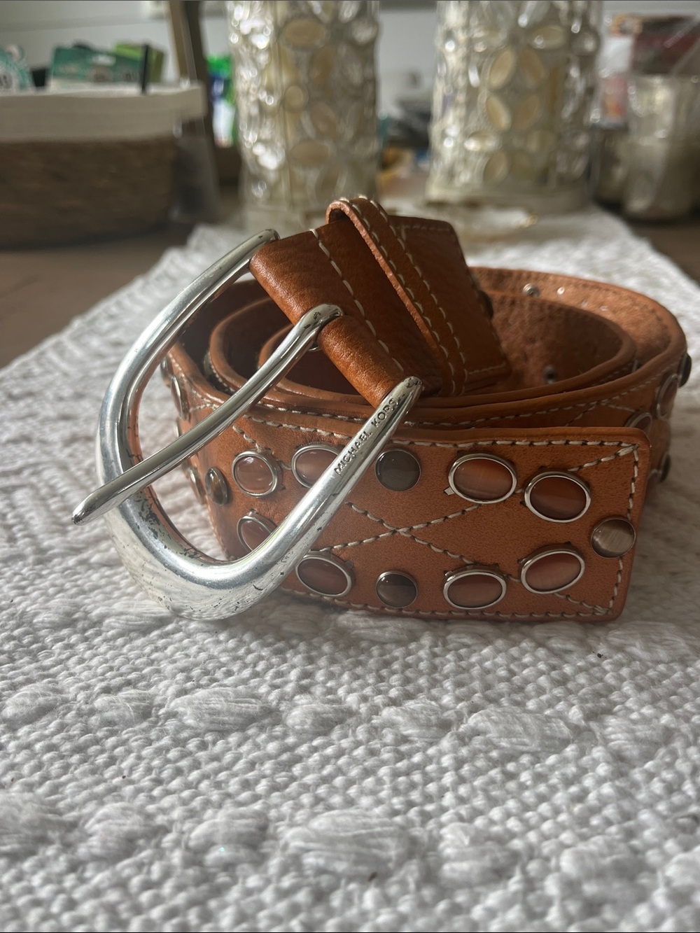 Michael Kors Leather Studded Belt